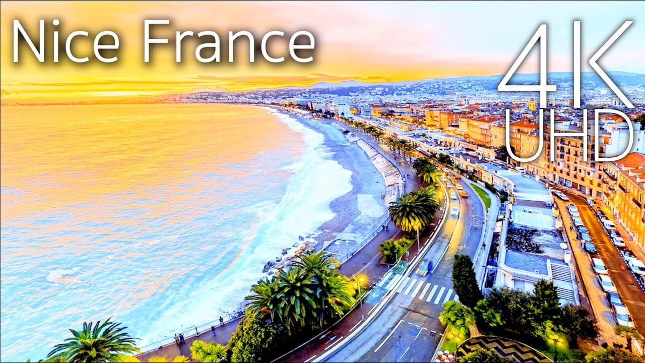 Aerial view of Nice, France from drone. 4K
