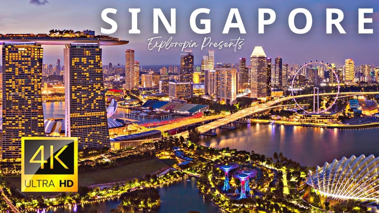 4K Aerial view of Singapore
