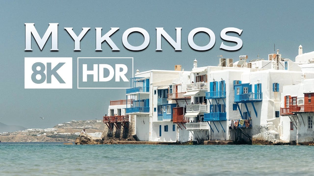 Aerial view of Mykonos Island from drone at 4K resolution