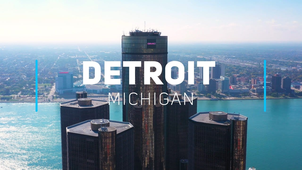 Detroit aerial view in 4K