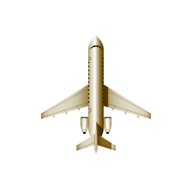 Midsize jet, seen from above