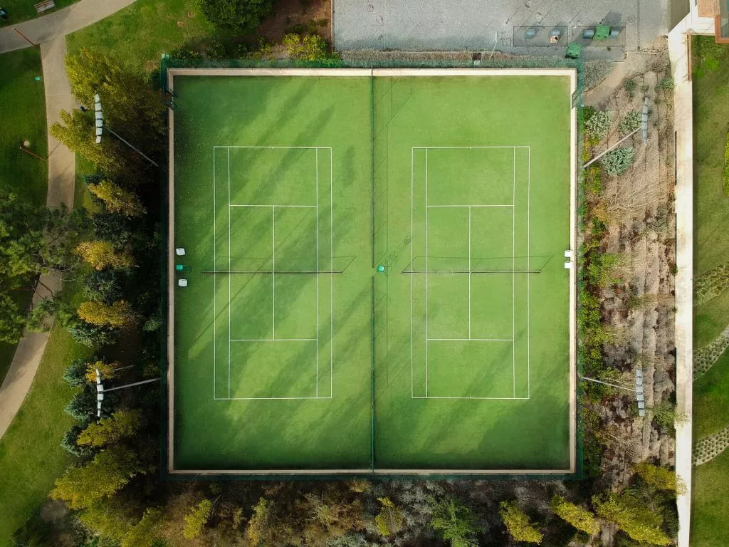 Aerial view of a tennis court