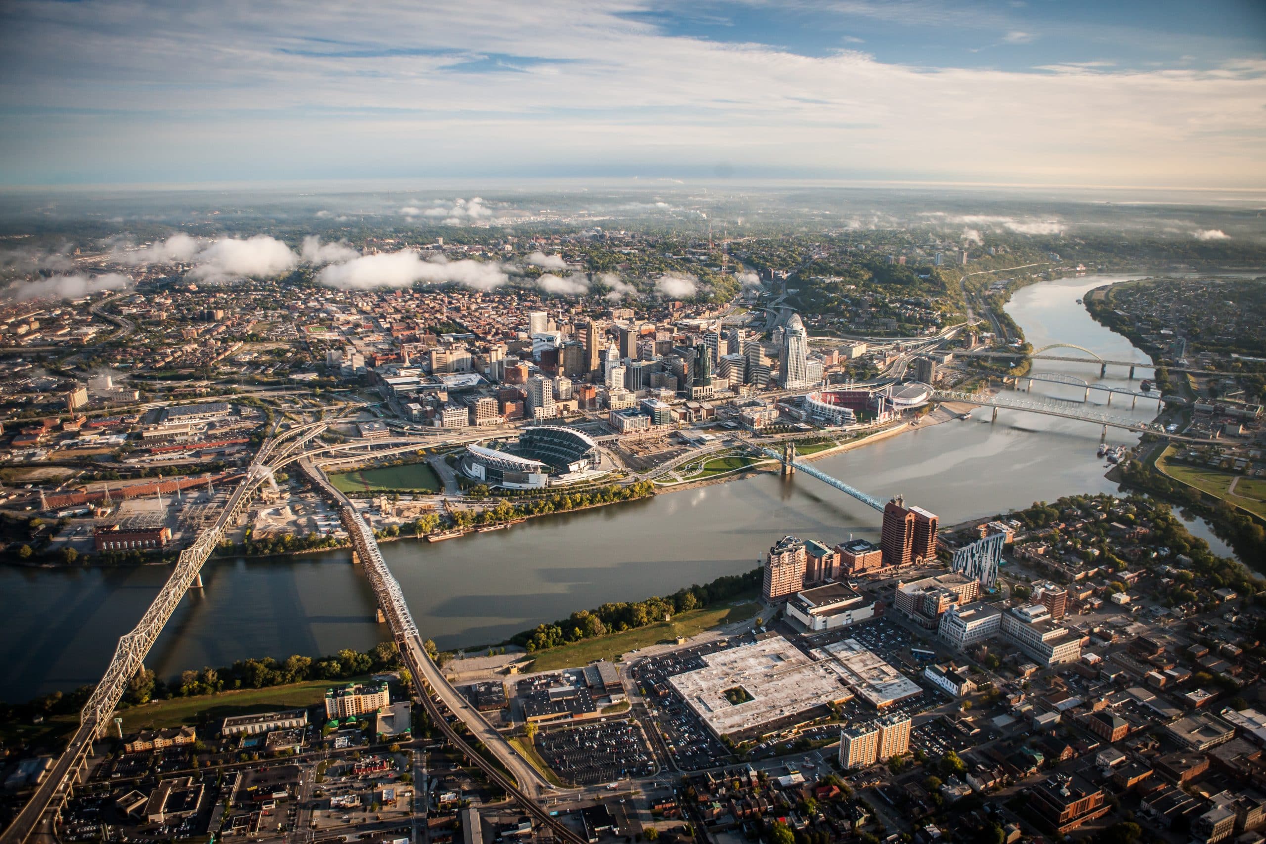 Aerial view of Cincinnati Ohio