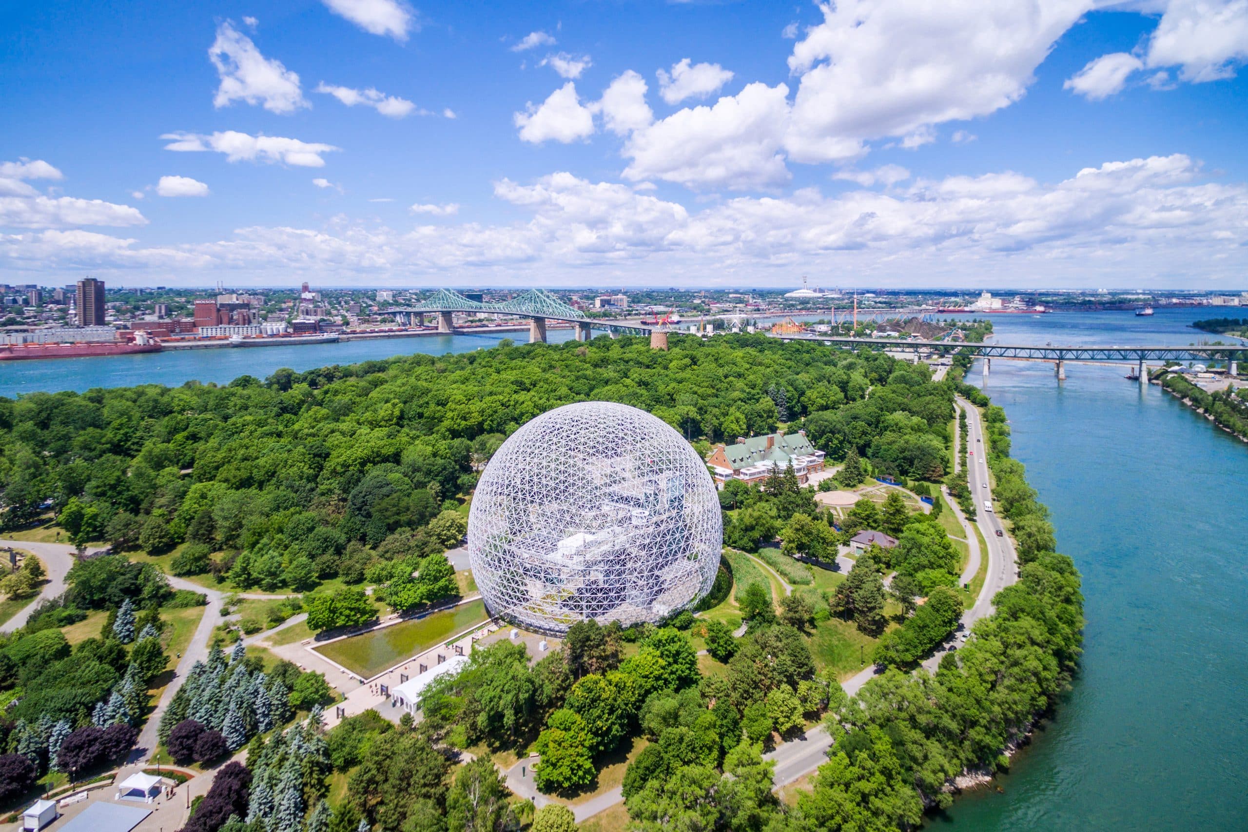 Montreal aerial view. Montreal Biosphera