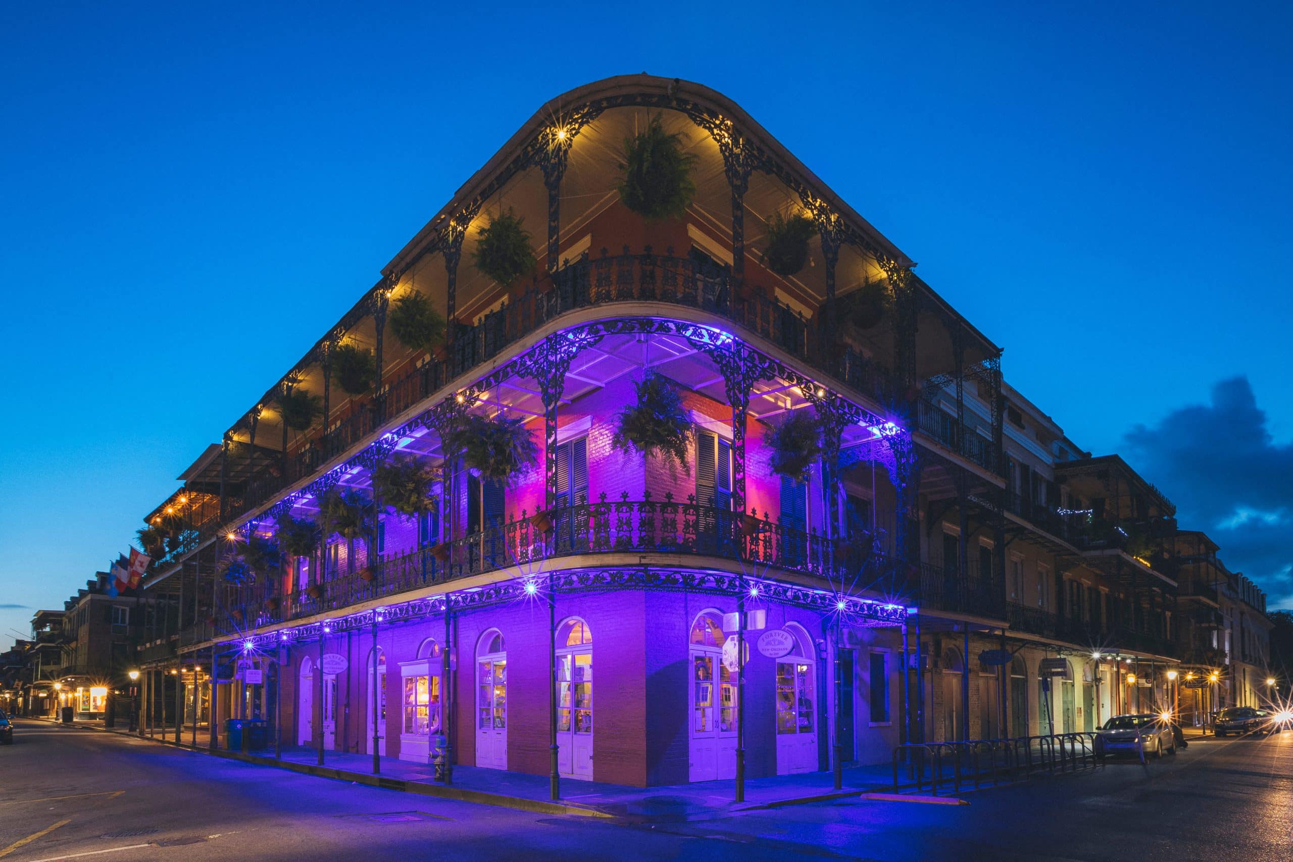 The famous Bourbon street balconies in New Orleans