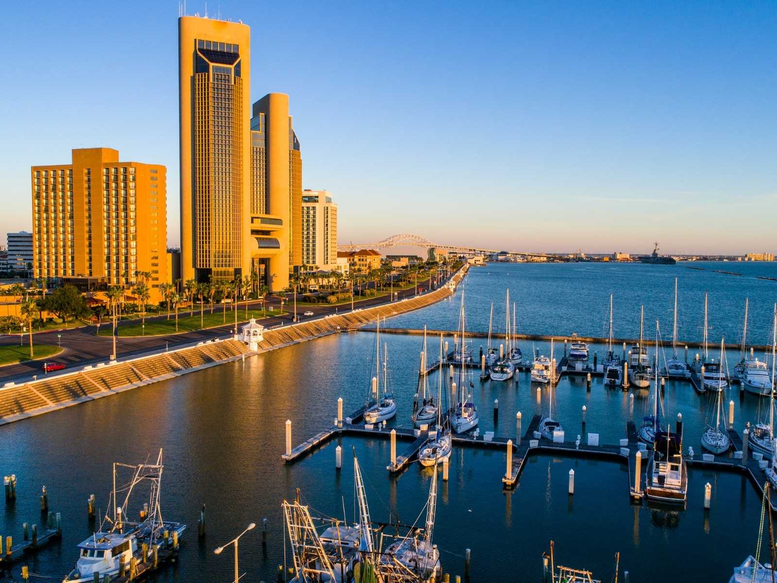 Corpus Christi, Texas, USA skyline on the bay.