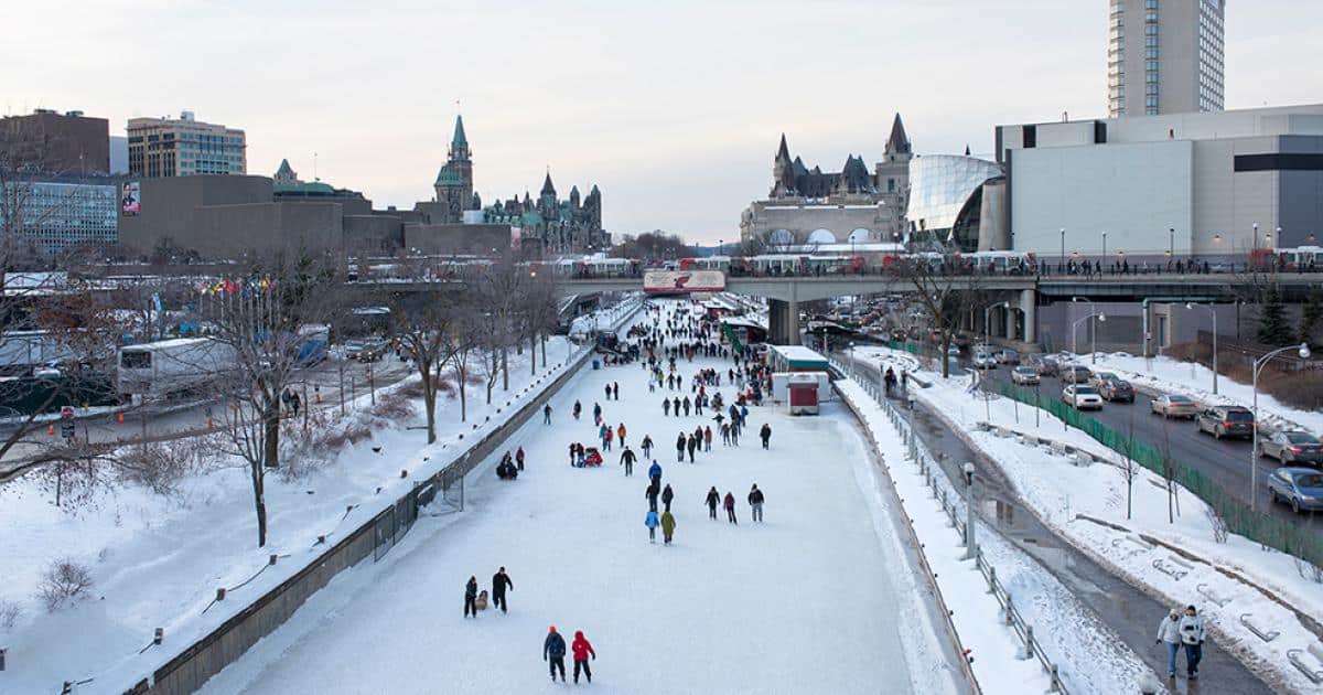 Rideau Canal Ice Skating Rink in winter, Ottawa, Canada