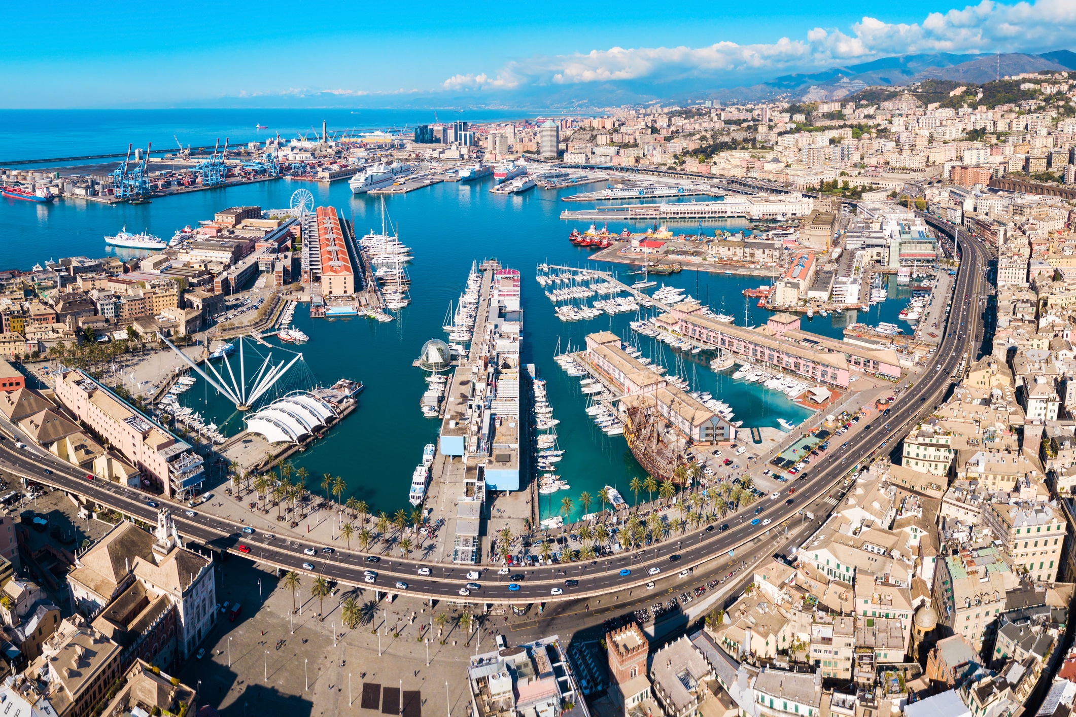 Genoa Harbor in Genoa, Italy. Fly Private to Genova