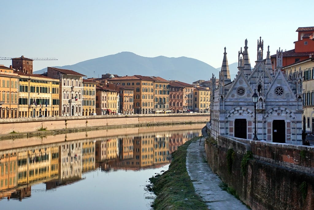 The River Arno. Pisa, Italy. Fly Private to Pisa.